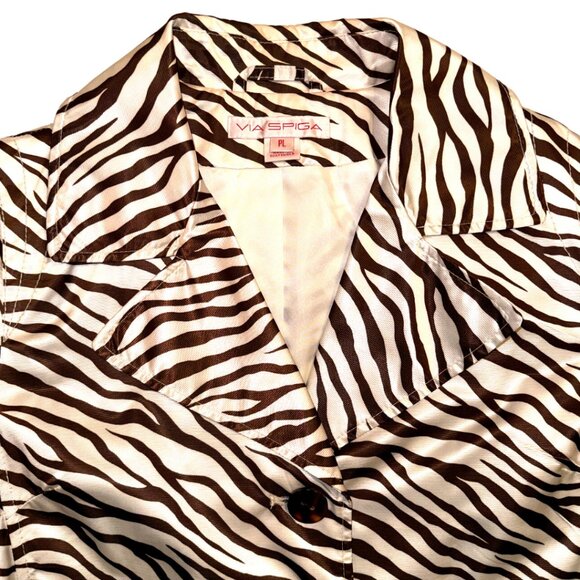 VIA SPIGA | VNTG Zebra Print Belted Trench Coat Jacket - Picture 2 of 5